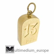 585 Gelbgold Charm Anhänger 14k Kilometer Stein 13 km 14ct gold vtg