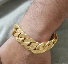 18K Gelbgold Über Beliebt Design Pokal! Armband für Männer - 11 MM Breite / 21cm