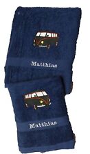 Geschenk-Set Handtuch und Duschtuch  bestickt Handmad  Nostalgie Fahrzeug  NEU