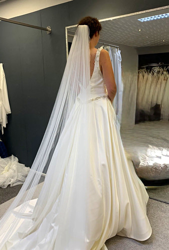 Brautkleid linie satin weiß - brautkleid,