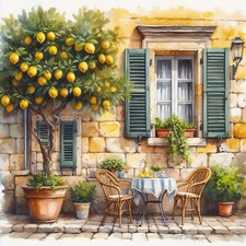 Deko Bild Toskana Hinterhof