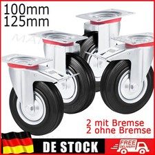 Transportrollen Set 4 x Lenkrollen Bockrollen Vollgummi Schwerlastrollen Möbel