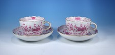Meissen "Indisch Purpur reiche Bemalung" 2 Kaffeetassen & Untertassen   1.Wahl