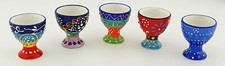 5er-Set Keramik Eierbecher im mediterranen Design handbemalt