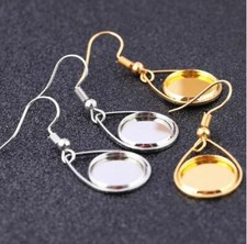 10 Ohrhänger 12 mm silber, gold hängendes Oval Edelstahl Fischerhaken Cabochons