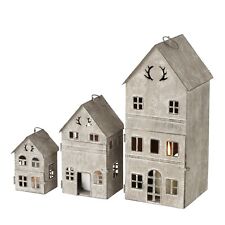 ANGEBOT 3 x Laternen Häuser Eisen lackiert H13-35 cm BOLTZE UVP 62,99€