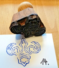 Blaudruck Holzstempel Textilstempel  Holzmodel Blauweißchen Wappen  14