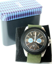 Esprit Uhr Chronograph Armbanduhr Herrenuhr mit Box olives Stoffband Hrren Uhren