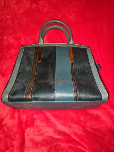Handtasche petrol schwarz mit - handtasche,