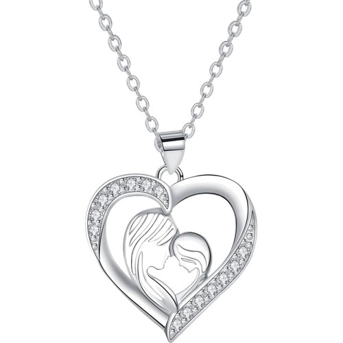 Halskette silber herz zirkonia - halskette,