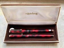 SHOPRETOURE! ROTRING Füllhalter + Kugelschreiber, rot marmoriert, M Feder
