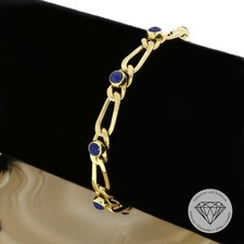 Wert 2.950,- Lapislazuli Figaro Panzer Armband 585 / 14 Karat Gold 18,5 cm xxyy