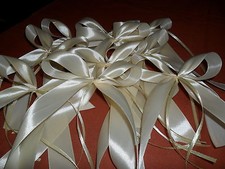 10 Antennenschleifen, Deko Schleifen, Hochzeit, Autoschmuck,- Türschmuck - creme