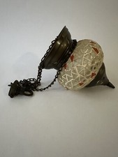 Windlicht Mosaikglas weiß und rot gebraucht