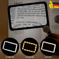 Leselupe mit Licht Groß 5X Lupe Handlupe Senioren 48LEDs 3Beleuchtungsmodus NEU