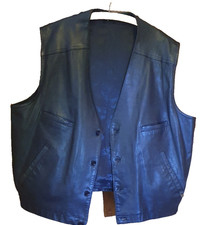 Leder Weste schwarz Vintage Retro Echt Leder mit Logo