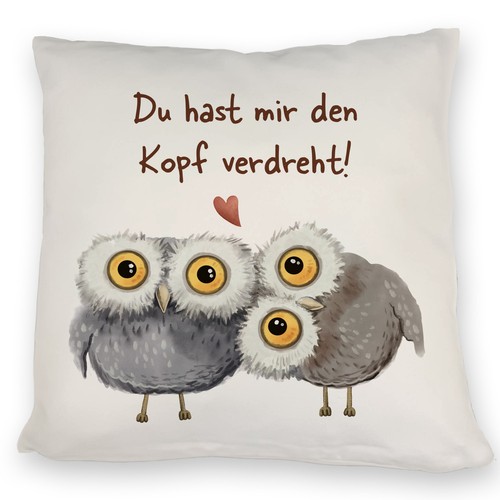 Eulen kissen mit spruch - kissen,