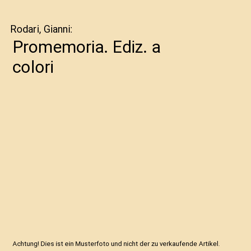 Promemoria ediz a - ediz., colori