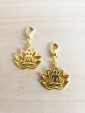 2 x Lotusblüten Anhänger ♥ Yoga Schmuckzubehör ♥ Basteln Deko Charms Gold