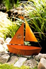 Edelrost Schiff bepflanzen Gartendeko 46cm x 40cm rostige Garten Deko Windrose