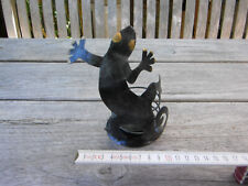 Gecko Eidechse tanzend Kerzenhalter silberfarben Skulptur Figur Metall