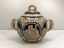 Bowletopf von Höhr Burgmotive mit Deckel Keramit Steingut Beige Blau