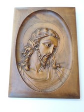 ALTES WANDRELIEF RELIEF BILD JESUS CHRISTUS HOLZ HANDGESCHNITZT KUNST SIGNIERT