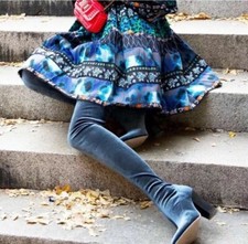 Zara Samt Over The Knee Hoher Absatz Stiefel UK 3 5 6 7