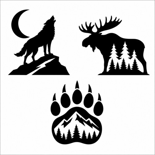 3er set wald tiere - set,