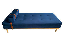 Daybed Samt blau Bett Tagesbett Polsterbett Day-Bed Liegebett Jugendbett