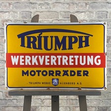 TRIUMPH Emailschild 23,6x15,7" (60x40cm) groß Motorrad Werbung Dekoration