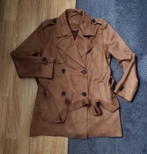 Wildlederimitat Trenchcoat Jacke/ Kurzmantel Gr. 36, Damen, Beige, Neuwertig