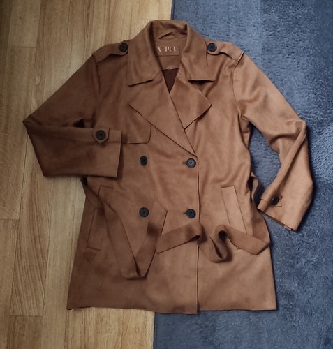 Wildlederimitat trenchcoat - wildlederimitat,