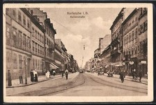 Ansichtskarte Karlsruhe i. B., Straßenbahn in der Kaiserstraße 1918 