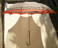 Vintage eleganter Regenschirm Schutzhülle schwarz-weiss-kariert Rot 60er? antik