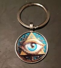 Auge des Horus mit Pyramide. Schlüsselanhänger, Silber. Ägyptischer Sonnengott. 