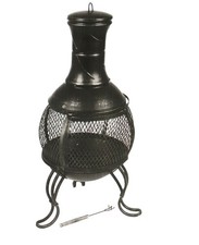 Gartenkamin Terrassenheizung Terrassenofen Fire Vida 89x39cm Stahl, Schwarz/Anti