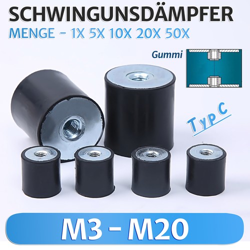 Gummipuffer typ ø10 150mm - c, Ø10-150mm