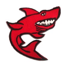 Aufnäher / Bügelbild - Hai Tier - rot - 7.6 x 8 cm - Patches Aufbügeln