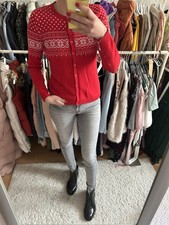 Strickjacke Rot Weiß Damen M Montego 