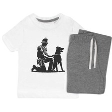 Kinder Nachtwäsche/Pyjama-Set "Polizei Hundeführer kniend" (KP057349)