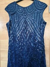 DUNKEL BLAU 1920ER FRANSEN GATSBY FLAPPER KLEID, neu, Gr. 42