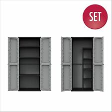 2 x Kunststoffschrank Spindschrank Besenschrank Gartenschrank Schrank Spind Grau