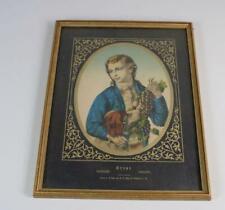 A15/ colorierte Jugendstil Grafik im Holzrahmen ' Treue ' - ca. 32 x 25 cm /S161