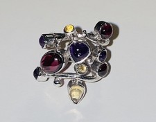 Großer Ring echt Silber , Handarbeit, mit vielen Steinen, ca. 18