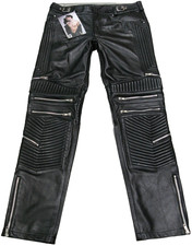 ++NEU++  W34 BOCKLE NEW Multi-Zip DESIGNER-Lederjeans ECHT-Leder  Lamm-Leder