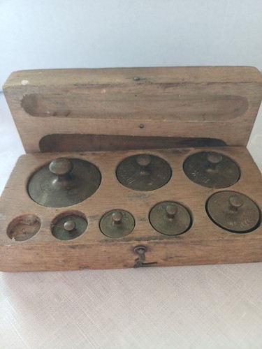 Antik messing gewichte set - set, in
