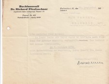 OELSNITZ, Brief 1932, Rechtsanwalt Dr. Richard Pfretzschner