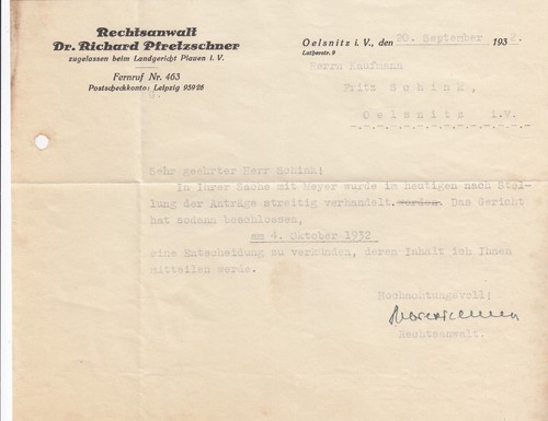 Oelsnitz brief 1932 - brief,