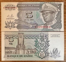 ZAIRE 5 NOUVEAUX MAKUTA 1993 -